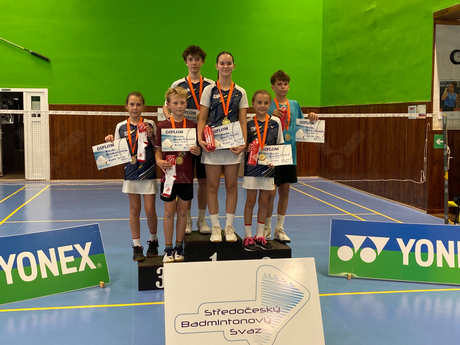 1.místo Jiří Randák / Louisa Charif, 2. místo Dominik Pech (Badminton Hořovice) / Kristýna Šimandlová, 3.místo Mikuláš Chalupa (BK 1973 Benátky nad Jizerou) / Ema Šimandlová